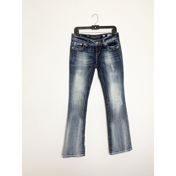 Miss Me Jewel Easy Boot Stretch Jean Size 26 Y2K Rhinestone Euro Vintage - Picture 3 of 14